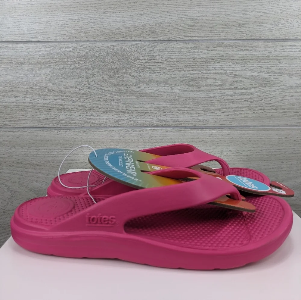 NWT Totes Boost Your mood Flip Flop Sandals - Picture 2 of 3